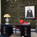 Erfoni 394"x17.7" Vintage Peel and Stick Wallpaper Black and Gold Contact Paper Peel and Stick Removable Animal Pattern Wall Paper DIY Waterproof Self Adhesive Wallpaper for Accent Wall Covering