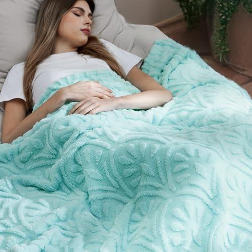 Bedsure Blue Throw Blanket for Couch - Super Soft Blankets for Women, Cute Home Decorations Fleece Throws for Girls, 50x60 Inches