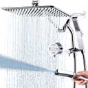 G-Promise All Metal 14 Inches Rain Shower Head with Handheld Built-in Power Wash Mode, 3-way Shower Diverter with Pause Setting, 11 Inches Adjustable Extension Arm, Long Hose (Chrome, 14 Inches)