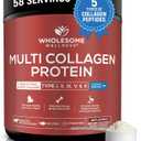 Wholesome Wellness Premium Multi Collagen Peptides Protein Powder for Women and Men, 5 Types of Hydrolyzed Collagen, Grass-Fed, Non-GMO & Unflavored, Pure Protein for Youthful Skin & Joint Recovery