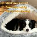ShinHye Round Plush Fluffy Hooded Cat Bed Cave, Cozy for Indoor Cats or Small Dogs, Waterproof Bottom, Washable40 in