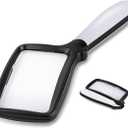 Folding Handheld Magnifying Glass with Light, 3X Large Rectangle Reading Magnifier with Dimmable LED for Seniors with Macular Degeneration, Newspaper, Books, Small Print, Lighted Gift for Low Visions (Black White)