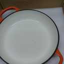 3 Quart Enameled Cast Iron Braiser, Non Stick Enameled Cast Iron Skillet with Lid, Dutch Oven Skillet with lid up to 500F for Oven, Stove, Grill, Shallow Dutch Oven for Cook, Bake (Orange)