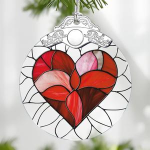 3 Packs Valentine Heart Stained Glass Ornament, Christmas Ornament Christmas Tree Decor, Holiday Decor, Stocking Stuffer, Gift Idea, Valentine's Day Gift, Gifts for Girlfriend, Lover, Couple, Wife 