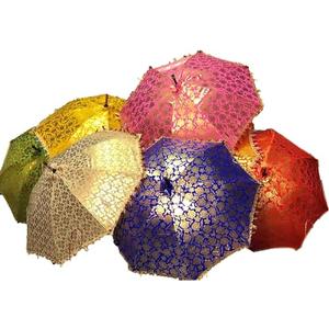 Arise Export 1 Pcs Lot Bohemian Handmade Design Silk Multi Color Silk Fashion Multi-Colored Umbrella Embroidery Boho Umbrellas Parasol