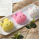 2 x 3Pcs Handmade Taba Squishy Soft Cookie Toys Stress Relief fufu Squishy Pink Cookie Dessert Fidget Kawaii Mochi Sensory Toys (3Pcs Rabbit)