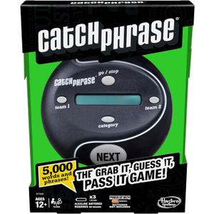 Hasbro Gaming Catch Phrase Electronic Game | Fun Active Handheld Party Games for Adults, Teens, and Kids | 4 or More Players, 2 Teams | Portable Summer Travel Activities | Ages 12+ 