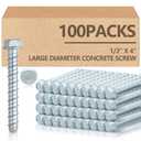 Tandefio 100 Pack 1/2 x 4 Concrete Anchors and Screw Kits Galvanized