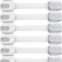 Child Safety Strap Locks (10 Pack) Baby Locks for Cabinets and Drawers, Toilet, Fridge & More. 3M Adhesive Pads. Easy Installation, No Drilling Required, White/Gray