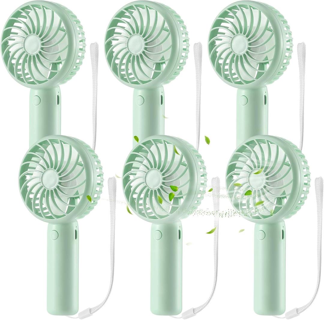 Tujoe 6 Pcs Mini Powerful Handheld Fan 3 Speed Personal Small Portable Rechargeable Fan with Base USB for Women Eyelash Makeup Office Travel Beach Indoor Outdoor (Sage Green)
