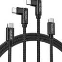 USB C to USB C Cable 2Pack 10FT 90 Degree USB C Cable 60W Nylon Braided Extra Long USB-C Cable Right Angle Type C Fast Charging Cord for iPhone 17 16 16e 15 Pro Max Samsung S25 S24 S23 iPad and More