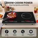 VBGK 2 burner Induction Hop,3600W Electric hob 2 burner with Knob Control,9 Power Levels, Kids Lock & Timer,LED touch control,double induction hop