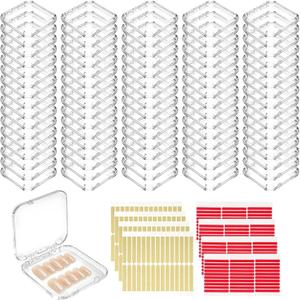 80 Sets Press On Nail Packaging Box with Double Sided Adhesive Tapes, 3x3 Inch Clear Artificial Nail Display Case Reusable Nail Storage Box Organizer for Salon, Technicians, Manicure Enthusiasts