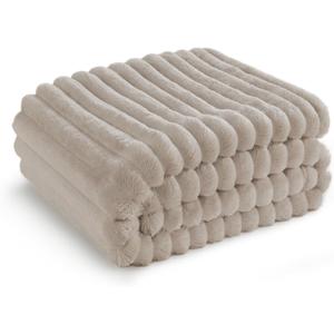 Bedsure GentleSoft Throw Blanket for Couch - Cozy Soft Blankets for Women, Cute Small Fleece Throws for Girls, Linen, 300GSM, 50x60 Inches