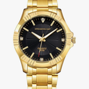DREAMING Q&P Fq-005 Classic Style Gold Stainless Steel Mens Wrist Watches with Crystals for Man