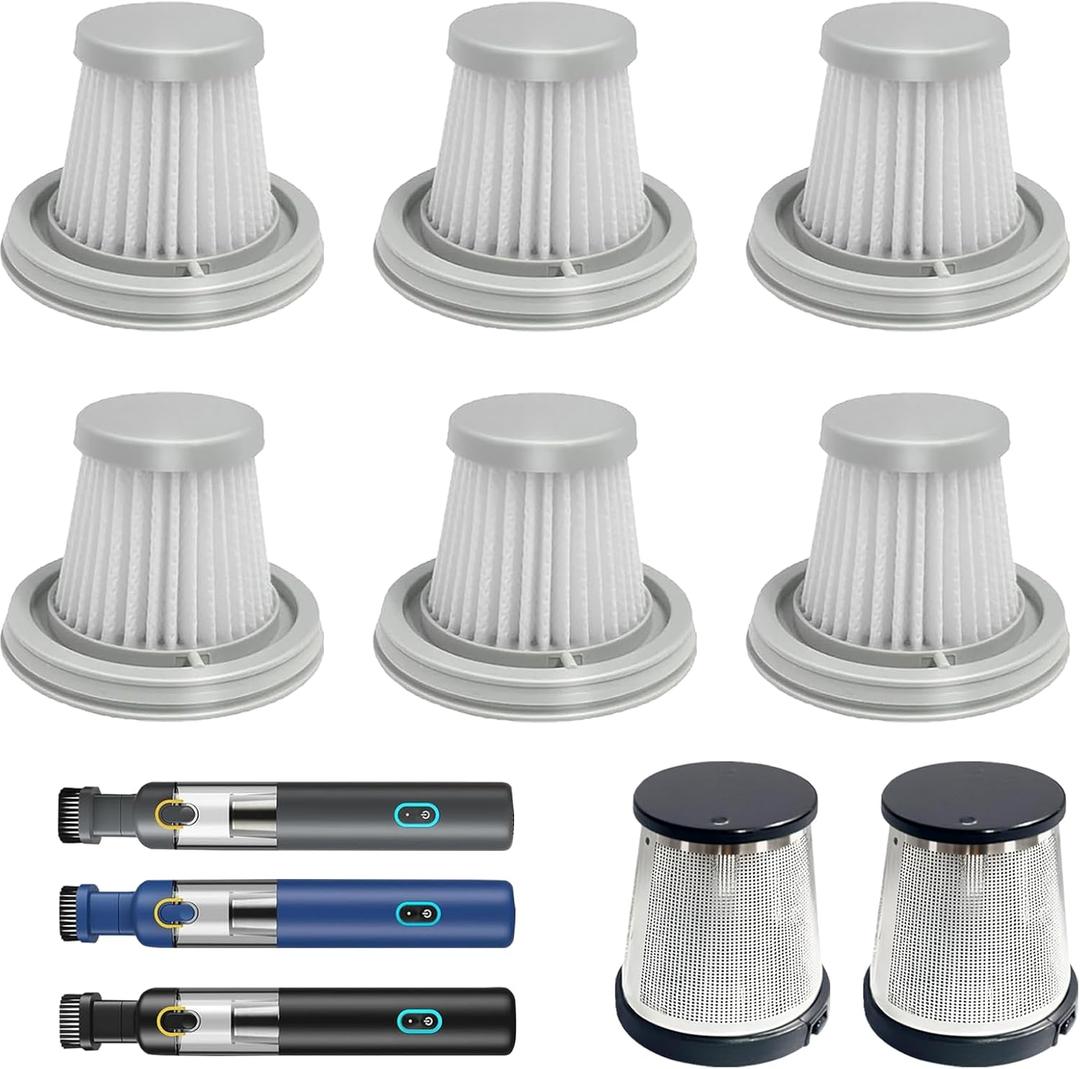 6 pack Washable Hepa with 2 pack Stainless Steel Pre-filter,Hepa Filter Replacement Compatible with Fanttik V8 Series (Fanttik Slim V8 Mate Vacuum & Fanttik V8 Apex Vacuum)