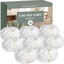 Jumbo Chenille Chunky Yarn for Crocheting - Super Bulky Fluffy Chunky Yarn for Hand Knitting - Extra Thick Soft Blanket Big Yarns 8 Jumbo Pack (27yds,8 oz Each Skein) Pure White