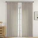 Extra Wide Pinch Pleated Curtains 84 Inches Long 2 Panels Set, Soft Thick Textured Window Curtains, Light Filtering Farmhouse Drapes for Patio Sliding Glass Door, Linen Color, 2x60Wx84L Inches