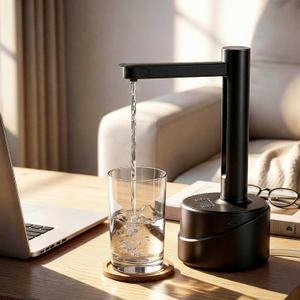 Latedaux 5 Gallon Dual-use Desktop Electric Water Bottle Dispenser, USB Type-C Charging Automatic Countertop Drinking Water Bottle Pump for 2-5 Gallon, Smart Water Jug Dispenser for Camping(Black)