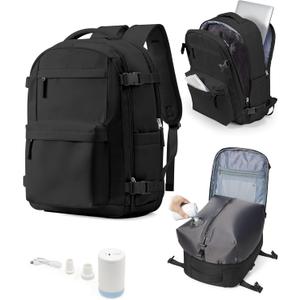 Vacuum Travel Backpack with Air Pump 18x14x8 inches Laptop Personal Item Carry on Flight Approved Compression Vacuum seal Travel Essentials Backpack Space Saver Bags Storage Men mochila de viaje Black