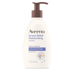 Aveeno Stress Relief Moisturizing Body Lotion with Lavender Scent, Natural Oatmeal to Calm & Relax, Non-Greasy Daily Stress Relief Lotion, 12 fl. oz