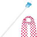 Shepherd Staff and White Costume Stockings with Blue Bows, Bonnet and Cane Set for Women Girls Halloween Party Dress Up