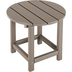 LZRS Round Adirondack Patio Side Table End Table, Outdoor Side Tables for Patio, Backyard,Pool, Indoor Companion, Easy Maintenance & Weather Resistant(Oak)