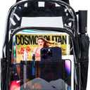 gxtvo Clear Backpack, Heavy Duty Transparent Bookbag, See Through Backpacks for Women Men (Black)