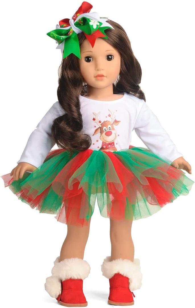 18 Inches Doll Clothes Christmas Deer Tutu Dress Fits 18 Inch Dolls