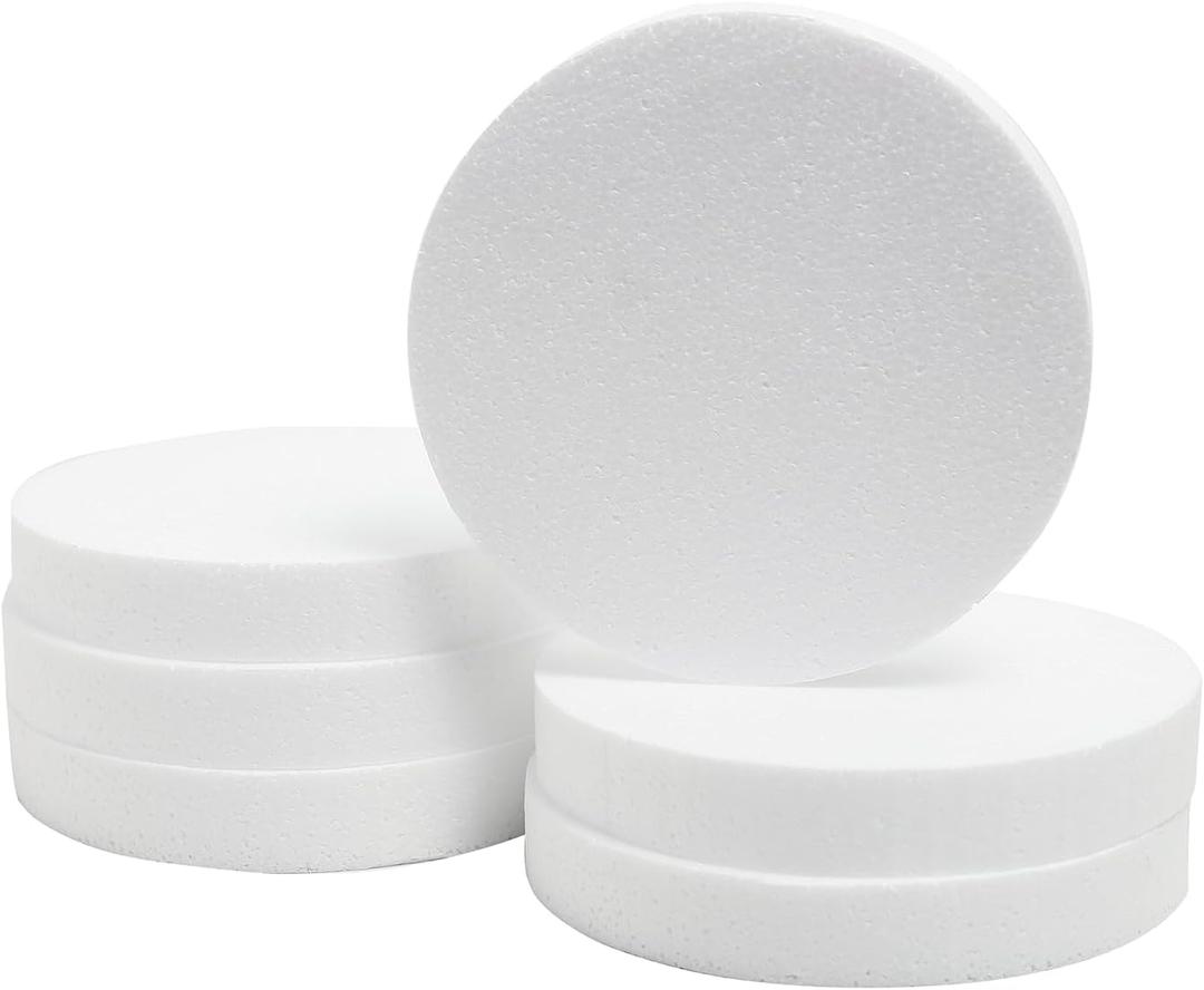 2 x 4 Inch 6 Pack Foam Circles for Crafts, Polystyrene Foam Discs for DIY Projects (441in), Modeling, Christmas Decoration