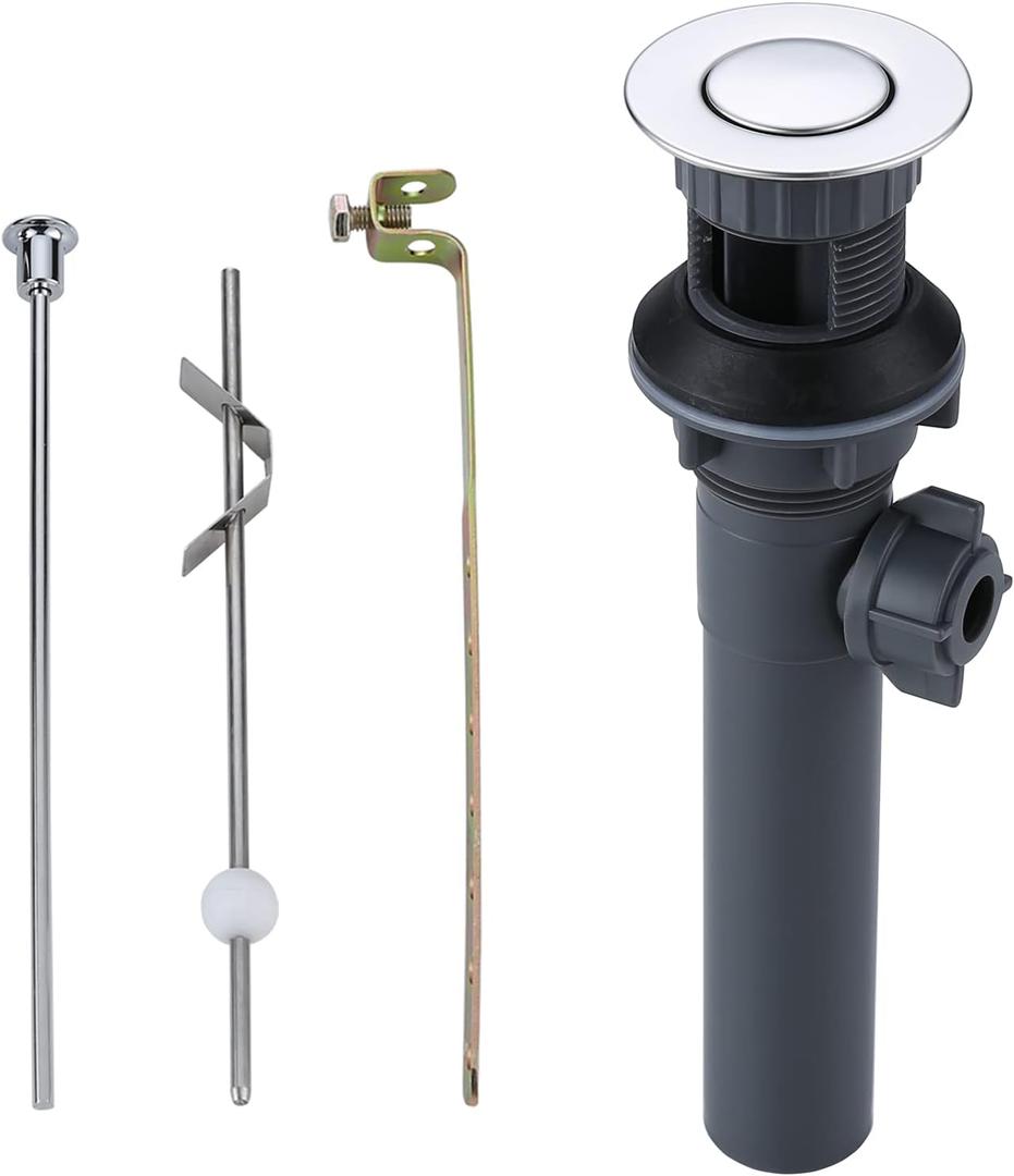 Bathroom Sink Drain with Lift Rod, ARCORA Sink Drain with Overflow, Chrome Drain Stopper for Vessel Sink (Chrome-1 Pack)