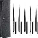 Nail Art Liner Brushes 5Pcs with Caps & Bag,Double‑Ended Thin Liner & Dotting Pen Set(4/8/12/15/20mm) for Long Lines,Fine Details,Gel Polish & Nail Painting