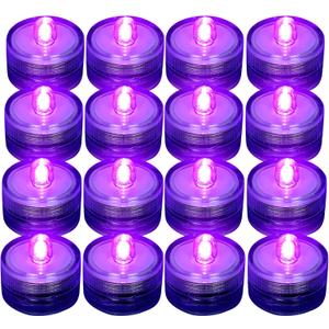 SHYMERY Submersible LED Light,Purple Waterproof Flameless Candle Tea Lights,Underwater Battery Operated Seasonal Festival Celebration Light for Table,Wedding Centerpieces, Party,Pack of 12