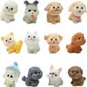 12Pcs Mini Dog Figurines 1inch Cartoon Tiny Puppy Figures Cute Miniature Resin Cake Toppers for DIY Fairy Garden Dollhouse Birthday Decorations