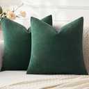 MIULEE Christmas Dark Green Couch Pillow Covers 18x18 Inch, Set of 2 Soft Chenille Decorative Throw Pillow Covers Farmhouse for Sofa Living Room Bed