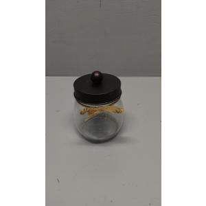 SheeChung 1 Pack Small Mason Jars Qtip Holders, Bathroom Shelf Decor, Guest Bathroom Decor for Cotton Balls, Floss Pick, Cotton Round Pads - Bronze