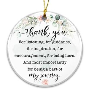 Thank You Gift Ornament 2025 – Teacher Gift Ornament, Appreciation Present for Teacher, Mentor, Friend, or Coworker, Floral Eucalyptus Ceramic Keepsake with Inspirational Quote