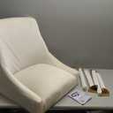 Velvet Dining Chairs Set of 2, Upholstered Dining Chairs with Polished Gold Metal Legs,Farmhouse Kitchen Side Chairs, Vanity Chairs, Accent Chair for Kitchen/Restaurant/Cafe(Beige)