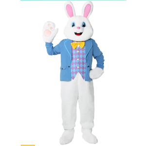 Easter Bunny Costume Adult Rabbit Mascot Head Cute Professional Plus Size Suit Deluxe Cozy Onesie Outfit Party for Men Unisex, Size 3XL