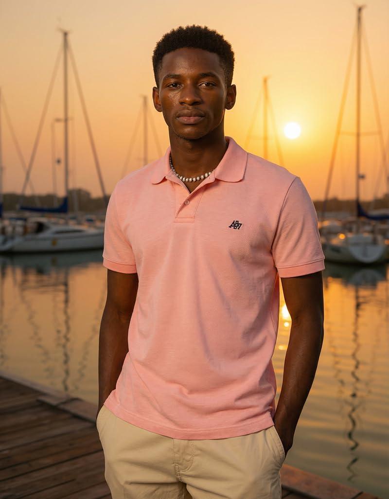 Aeropostale Men's Aero Uniform Polo Short Sleeve (Medium, Pink Dream)