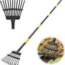 Garden Rake for Leaves - Heavy Duty Metal Leaf Rakes for Yard,Lawn,Shrub,Grass,Mulch,8.5" Small Head,6ft Adjustable Handle for Kids Adults (11tine, matte black)