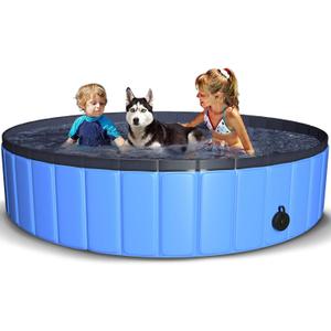 71'' Kiddie Pool Foldable Dog Pool for Large Dogs, Hard Plastic Kids Pool for Backyard Swimming Pool Pet Bath Tub, Non-Slip Extra Large Pool for Pets & Kids