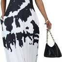 BessCops Summer Maxi Dresses for Women 2025 Plus Size Sundresses Casual Fashion Sleeveless Loose Long Sexy Dress with Pockets, 33floral Black and White, XL