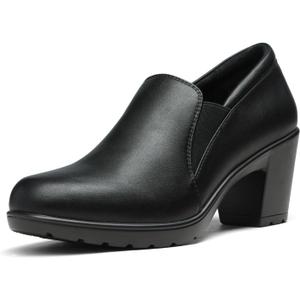 DREAM PAIRS Women's Low Chunky Block Heels Pumps Comfortable Slip-on Heeled Loafers Dress Work Shoes for Office Business LOLA (5.5, Black)