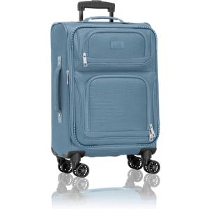 U.S. Traveler Rio Lightweight Softside Rolling Carry-on Suitcase, 4-Wheel Single, Light Blue