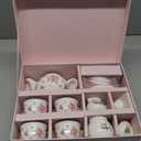 Porcelain Tea Set for Girls, Tea Party Set for Little Girls, Kids Tea Set Kitchen Pretend Play, Princess Tea Time Playset with Teapot Cups Carry Case, Toddler Girl Toys Birthday Gifts Age 3+