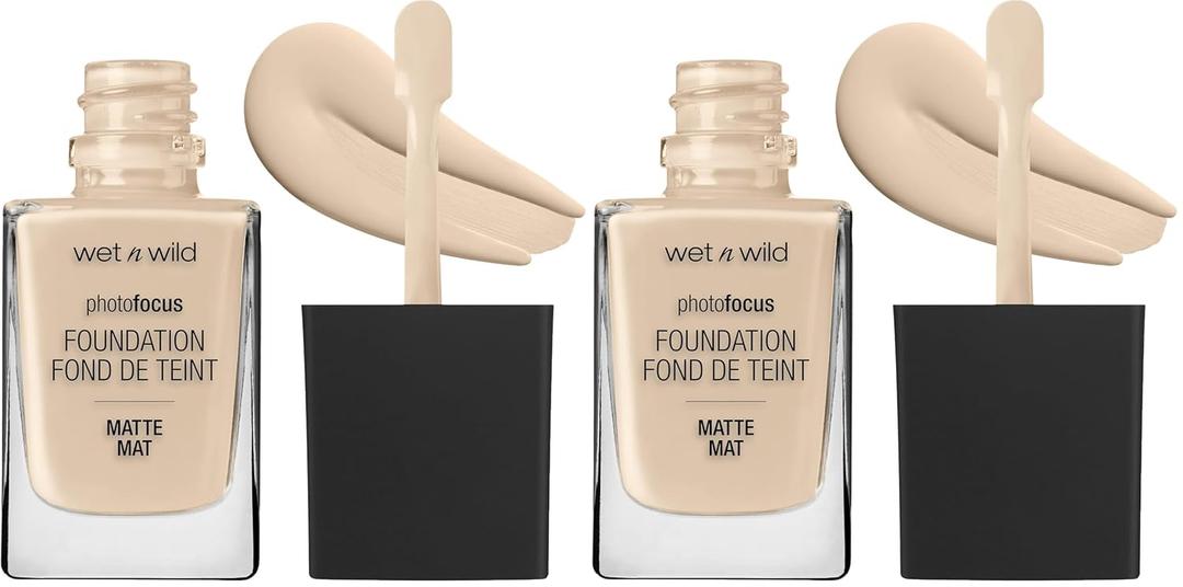 Wet n Wild Photo Focus Matte Liquid Foundation Neutral Soft Ivory, Vegan & Cruelty-Free (Pack of 2) (1 Fl Oz (Pack of 2))
