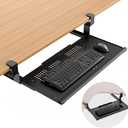 Keyboard Tray Under Desk - Full Metal Slide Out Holder, Rust-Resistant & Scratch-Proof, Double C-Clamps, 26x13" Tray for L Shape/Regular Desks, Standing/Sitting Workstation(Black-B)
