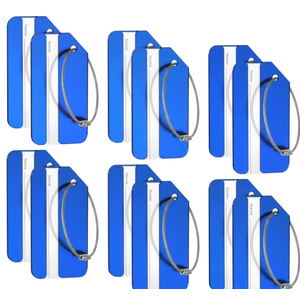 Weewooday 13 Pcs Luggage Tags Business Card Holder Aluminum Metal Travel ID Bag Tag for Suitcases Travel Luggage Baggage Identifier (Blue)