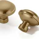 Khtumeware 6 Pack 1-1/4 inch Brushed Brass Cabinet Knobs - Brushed Gold Drawer Pulls for Kitchen & Dresser Drawers